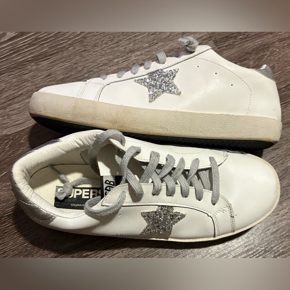 Goose Super-Star sneakers in white leather with a silver glitter star Size 41/9 - Picture 3 of 13
